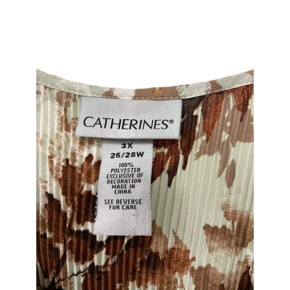 Catherines Floral Crinkle Tunic Top Plus Size 3X 26-28W Lightweight Pleated - Picture 4 of 5